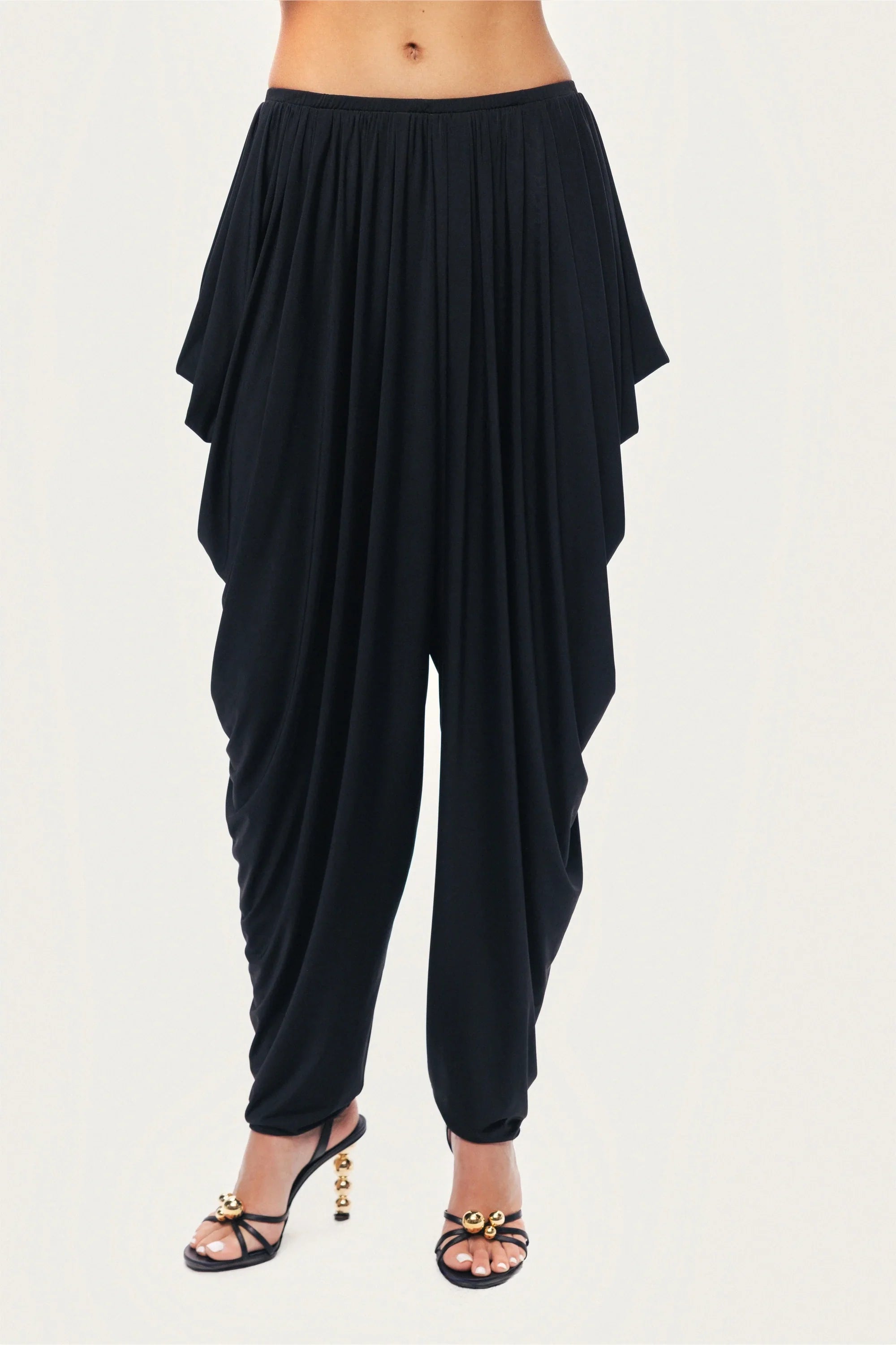 Draped Harem Pants in black