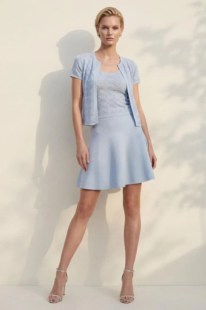 Knit Cardigan & Skirt Set in light blue