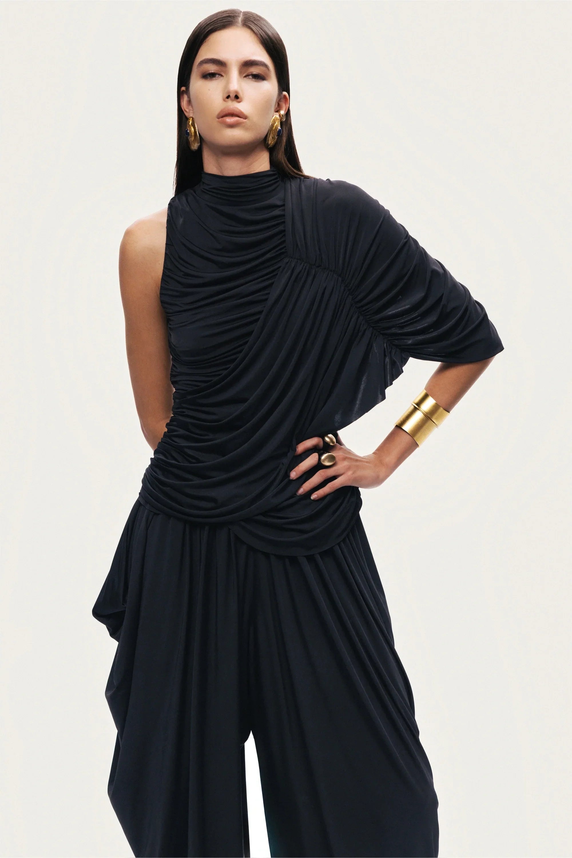 Draped Asymmetric Top in black