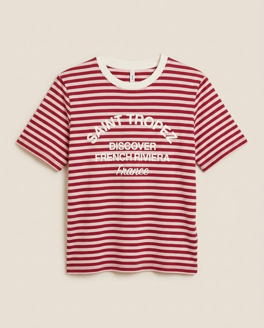 Saint Tropez Striped Tee in red and white